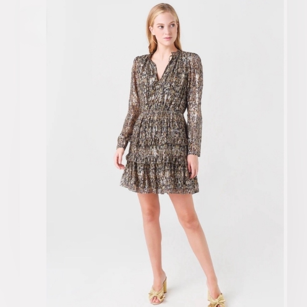 ba&sh Metallic Jacquard Mini Dress, Medium